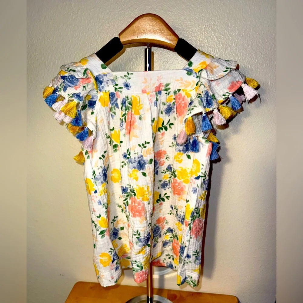 Mud Pie girls floral tassel dress, size 12-18 mos